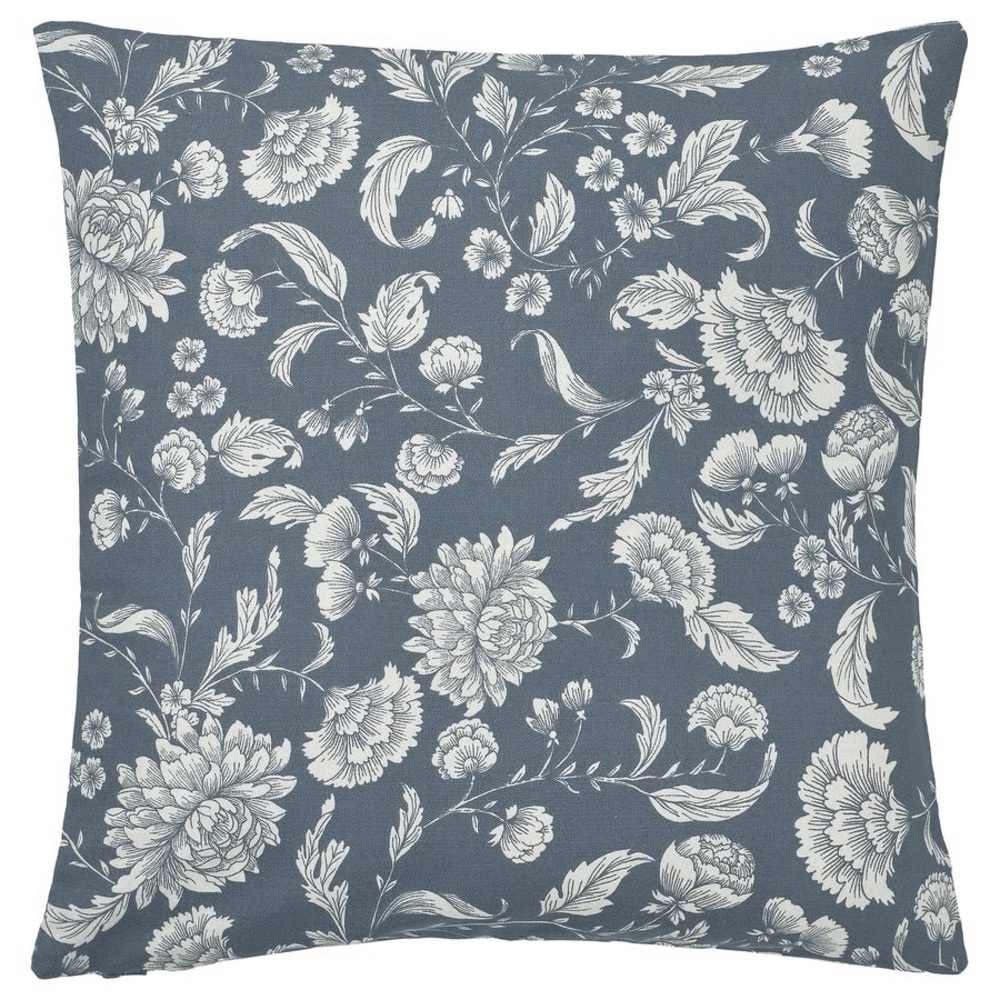 Blue Floral Cushion Covers with White Botanical Print